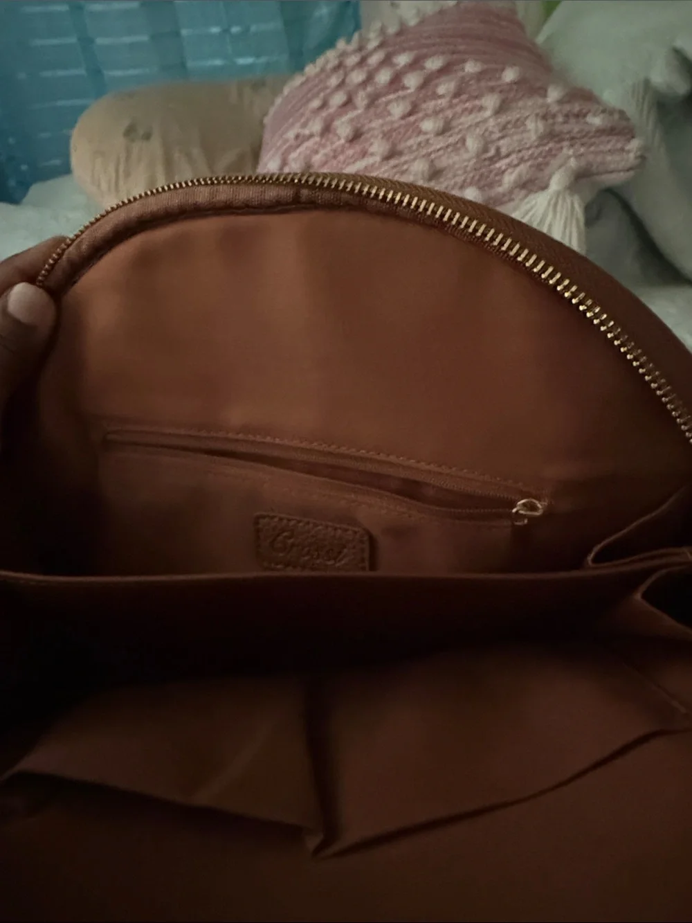 Women's Brown Bow Accent Dome Satchel Handbag